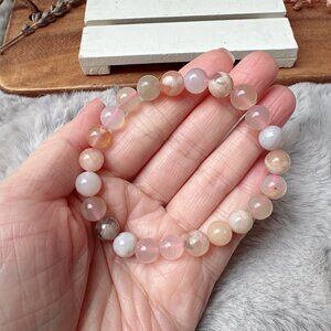 8mm Flower Agate Stretch Bracelet